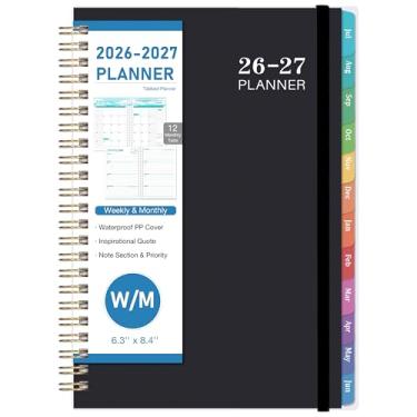 Imagem de Agenda acadêmica 2026-2027 - julho de 2026 - junho de 2027, 2026-2027 Planejador semanal e mensal, 15 cm x 21 cm, agenda agenda 2026-2027 com capa de PP transparente, abas mensais coloridas, bolso