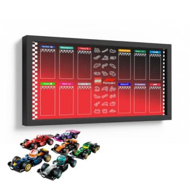 Imagem de Quadro Moldura Expositor para Carros F1 Miniaturas Mini, Tamanho 22x40cm, Acompanha 12 fixadores com Fita Dupla Face (Vermelho)