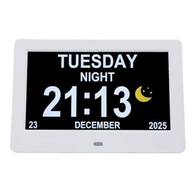 Imagem de Akozon Relógio de Calendário Digital de 7 Polegadas, Despertador de Calendário Eletrônico Com Dia e Data, 12 Alarmes Personalizáveis, Display Regulável Automático, Lembrete de Medicação (plugue