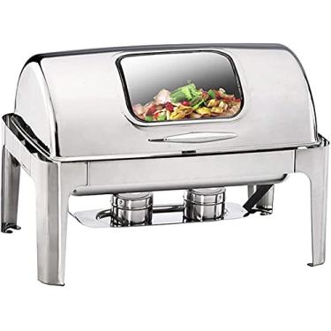 Imagem de Conjunto completo de pratos e aquecedores de buffet de aço inoxidável com chafer de aço inoxidável 9L com bandeja de comida e suportes de combustível para festas de casamento