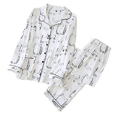 Imagem de Pijama feminino primavera e outono conjunto de pijama feminino manga comprida conjunto de pijama feminino GG 10 (12 X)