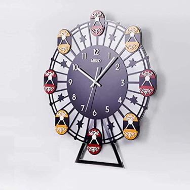 Imagem de U5GAAALPPQ9 Relógios criativos de roda gigante, moderno, minimalista, sala de estar, quarto, relógio de pêndulo mudo, relógio de quartzo europeu relógio de parede
