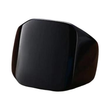 Imagem de Anel Selo Masculino De Aço Inoxidável Preto Quadrado De 12,5mm Estilo 