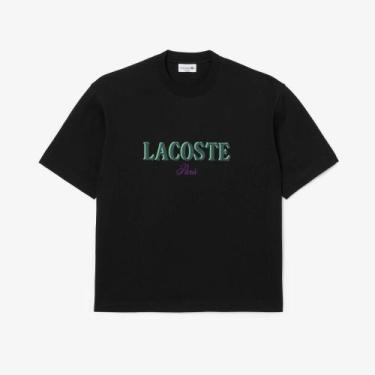 Imagem de Camiseta de Malha Estampada com Caimento Folgado - LACOSTE, S, Preto