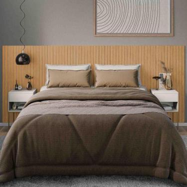Imagem de Cabeceira Painel Ripado Amadeirado Autoadesiva MDF 2,53m x106cm Casal/