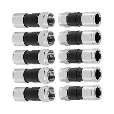 Imagem de Conectores Coaxiais De Compressão RG6 Tipo F Pretos (10 Peças) - Adapt