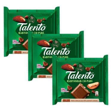 Imagem de Kit 3 Chocolate Garoto Talento ao Leite com Castanha do Pará 85g
