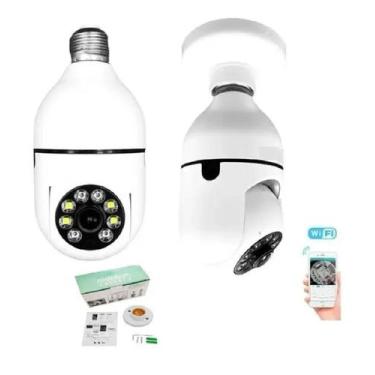 Imagem de Camera Ip Segurança Lampada Panoramica Espia Visão Noturno Sensor de M