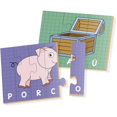 Imagem de QUEBRA-CABEÇA Madeira Vamos Soletrar 48 Peças - Brinc de Crianca