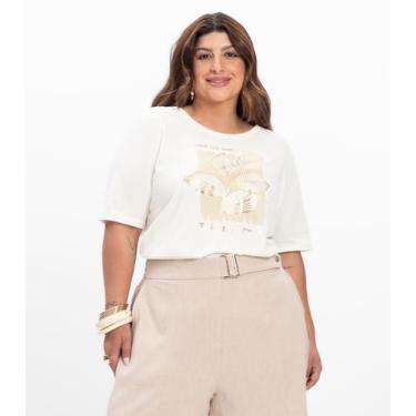 Imagem de Camiseta Feminina Plus Size Secret Glam Bege, Plus G4, Bege