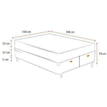 Imagem de Cama Box Com Baú Queen Bipartido Tecido Sintético Preto com Colchão de