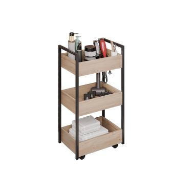 Imagem de Carrinho de apoio Estética Salão Industrial 3 Prateleiras Lille Freijó/Pto M12 - D'Rossi