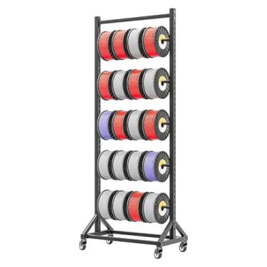 Imagem de Rack de armazenamento de carretel de arame resistente para garagem e oficina - Suporte de rolo de vinil de metal ajustável, fita e exibição de papel de parede com 7 hastes suspensas - Organize seus