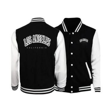 Imagem de Jaqueta Masculina Retrô Com Estampa De Letras Da Cidade De Los Angeles
