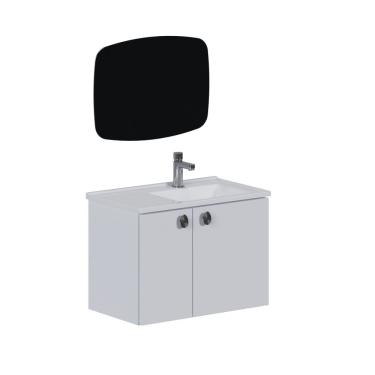 Imagem de Armário Banheiro Aço 60cm Tarumã Branco Com Lavatório Branco - P103464 - Cozimax