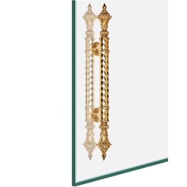 Imagem de Maçaneta de porta de vidro em forma de H dourada europeia – Puxador dupla face de aço inoxidável de 150 cm para portas de chuveiro, cozinha e entrada – Ferragens grandes e elegantes