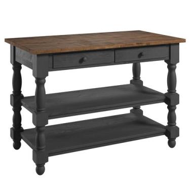 Imagem de Ilha de Cozinha com 2 Gavetas e 2 Prateleiras Preto - Pense Dentro da 