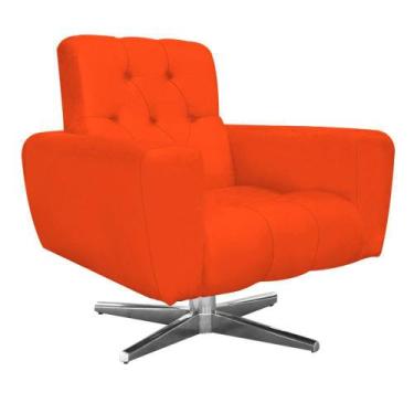 Imagem de Poltrona Decorativa Pietra Suede Laranja com Base Estrela Giratória em