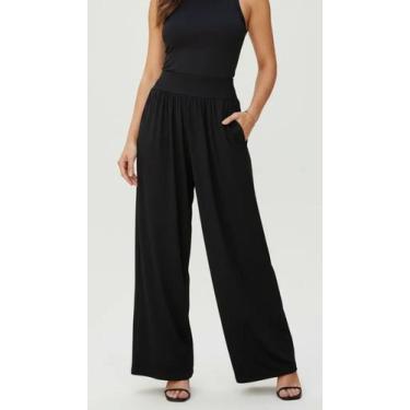 Imagem de Calça Pantalona Franzida Com Bolsos Laterais Tribo Livre, Preto, M