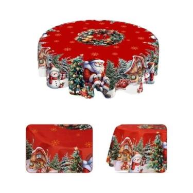 Imagem de Toalha De Mesa De Natal Com Papai Noel E Boneco De Neve, Decorações Pa