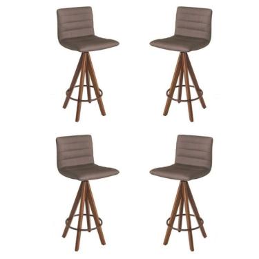 Imagem de 4 Banquetas Giratórias Julia Gourmet-marrom Camurça(leve 2 Travesseiros)