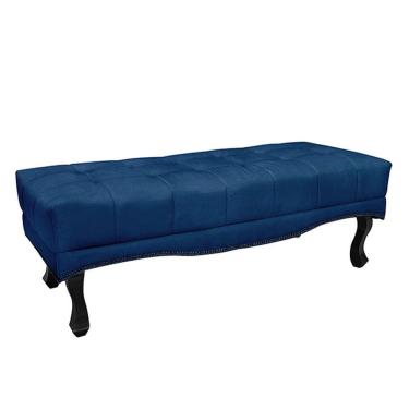 Imagem de Recamier Decorativo 195cm Loewe Pés De Madeira Azul Marinho