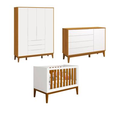 Imagem de Jogo De Quarto Classic Elfe Sapateira Branco Fosco Com Savana - Moveisaqui