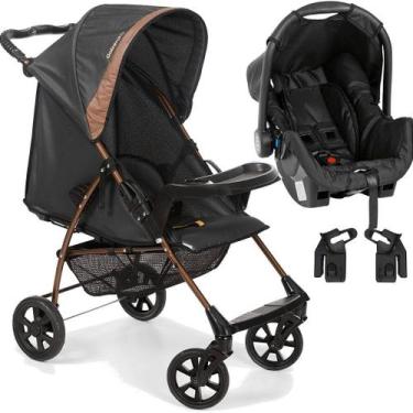 Imagem de Carrinho de Bebe com Bebe Conforto Galzerano Romano Preto Cobre