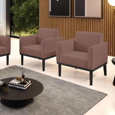 Imagem de Kit 2 Poltronas Decorativas Pés Fixo Em Madeira Preto Veludo Rose