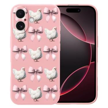 Imagem de MAYCARI Capa fofa com laços de grinalda rosa para iPhone 15 Pro de 6,1 polegadas, compatível com Magsafe, capa de borracha gel macia de silicone líquido de ajuste fino com forro de microfibra à prova