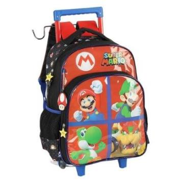 Imagem de Mochila de Rodinhas Com Alça Luxcel Super Mário Vermelho-Masculino