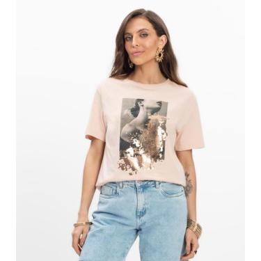 Imagem de T-shirt em Meia Malha Feminina Endless Baunilha, GG, Baunilha