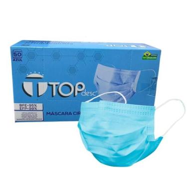 Imagem de Máscara Cirúrgica Descartável Tripla Camada com Elástico 50 Unidades -