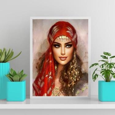 Imagem de Quadro Decorativo Cigana Esmeralda 24X18Cm Com Vidro Branca - Quadros 