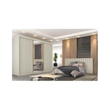 Imagem de Guarda-Roupa Europa Grécia com espelho, 3 portas de correr, 6 gavetas e 12 prateleiras – 226 cm de largura