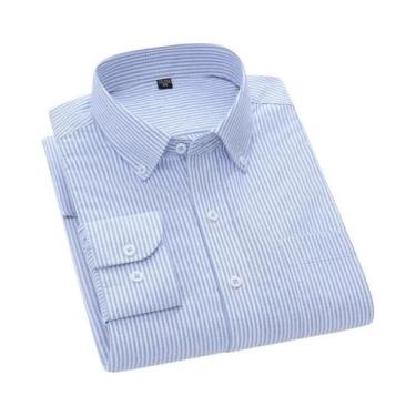 Imagem de Camisa Masculina Casual De Algodão Para Negócios, Manga Longa, Botões,
