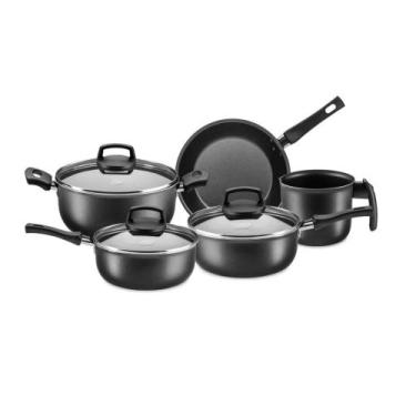 Imagem de Jogo de Panelas Safira Smart com Tampa de Vidro 5 Peças Antiaderente c