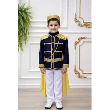 Imagem de Conjunto de Fantasia Príncipe Luxo Azul Marinho Escuro para Crianças -