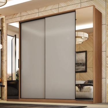 Imagem de Guarda Roupa Casal Laredo 4 Portas com Espelho Amêndola Nude Demartêz