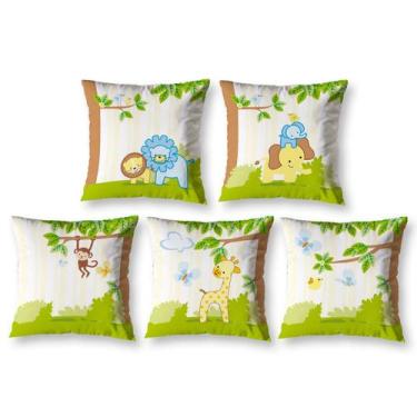 Imagem de Kit 5 Capa de Almofada Estampadas Infantil 40cm x 40cm Zíper invisível