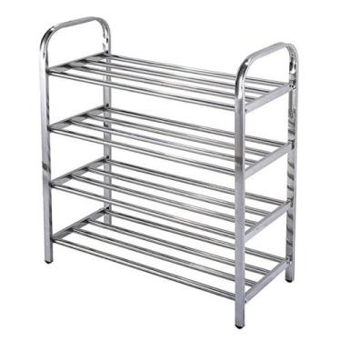 Imagem de Sapateira inox 4 prateleiras organizador e sapatos estante - Multicois