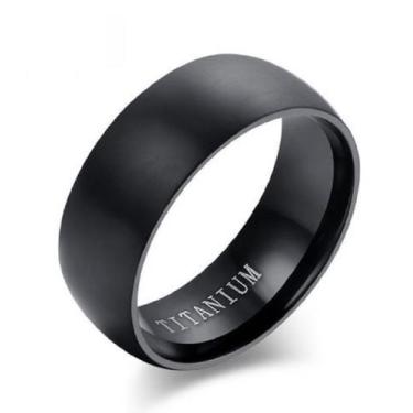 Imagem de Anel Masculino Preto Aço Inoxidável Cirúrgico Luxo Abaulado Fosco 8mm 
