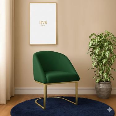 Imagem de Poltrona Lua Decorativa para Quarto em Veludo com Encosto Curvo Aconchegante Verde