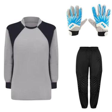 Imagem de Kit de Goleiro Infantil Camisa + Calça Acolchoada + Luva-Unissex