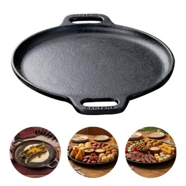 Imagem de Chapa Redonda Para Petisco 20cm Com Alça de Ferro Fundido Santana