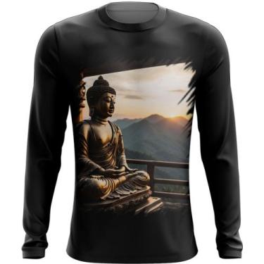 Imagem de Camiseta Manga Longa Estátua de Buda Iluminado Religião 15 - Kasubeck 
