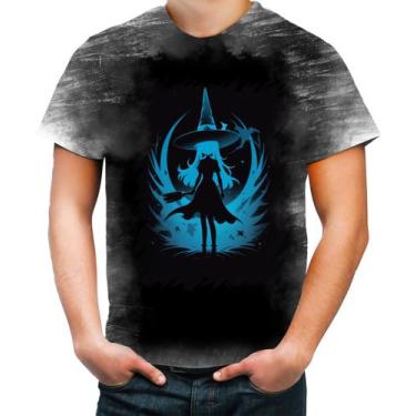 Imagem de Camiseta Desgaste Bruxa Halloween Azul Festa 9 - Kasubeck Store®, INF 