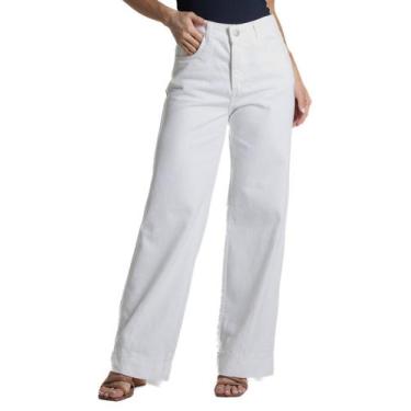 Imagem de Calça Sarja Sawary Wide Leg Petit - 282725 - Off whitebr 40, Branco, 4