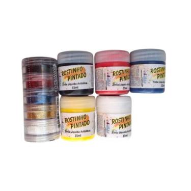 Imagem de Kit Tintas Para Pintura Facial Com Glitter Colorido Em Pó - Rostinho P