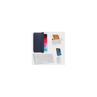Imagem de Kit Capa Smart Case Azul Escuro / Teclado e Mouse branco e Película Co